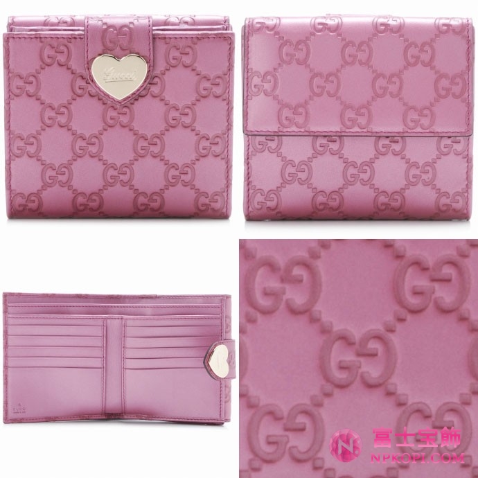 GUCCI/グッチ 2012年春夏新作HEARTグッチシマGG柄ハートディテール2つ折り財布 203549 AHB1G 5517 